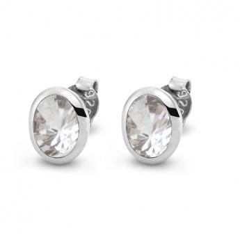 Cocktail Ohrstecker Oval Zirkonia 