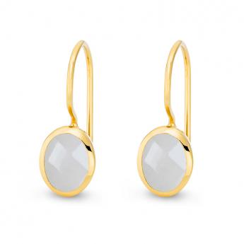Cocktail Ohrhänger Oval Achat Vergoldet 