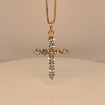 Steinkreuz Blautopas Vergoldet 