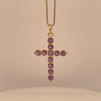 Steinkreuz Amethyst Vergoldet 