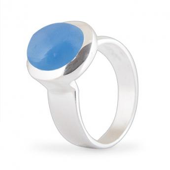 Cocktail Ring Basic Blauer Chalcedon 