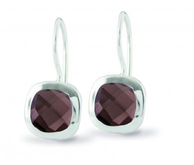 Cocktail Earring Square Smoky Quartz 