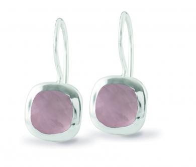 Cocktail Earring Square Rose Quartz 