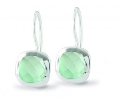 Cocktail Earring Square Aqua Chalcedony 
