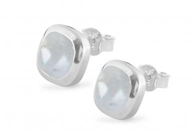 Cocktail Ohrstecker Square Moonstone white 