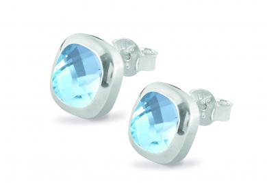 Cocktail Ohrstecker Square Blue Topas 