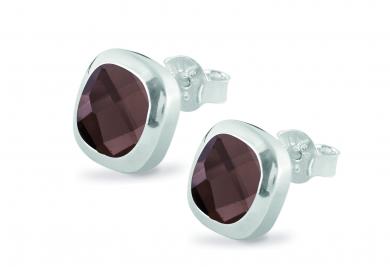 Cocktail Ohrstecker Square Smokey Quarz 