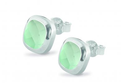 Cocktail Ohrstecker Square Aqua Chalcedony 