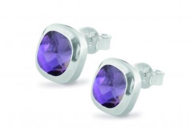 Cocktail Ohrstecker Square Amethyst 