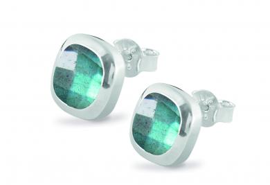 Cocktail Ohrstecker Square Labradorite 