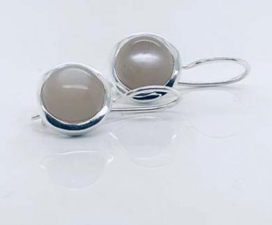 Cocktail Ohrhänger Mondstein Grau 