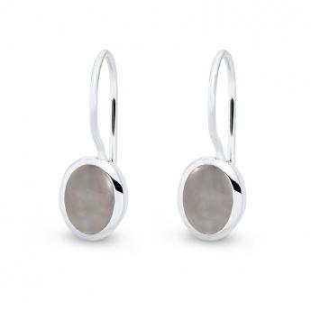 Cocktail Earring Oval Mondstein grau 