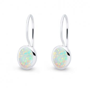 Cocktail Earring Oval Opal weiß 