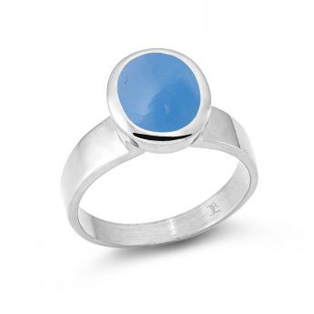 Cocktail Ring Oval Blue Chalcedony 
