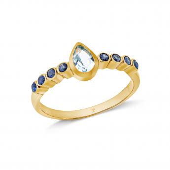 Ring Lunaria Blautopas / Blauer Saphir 