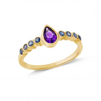 Ring Lunaria Amethyst / Blauer Saphir 