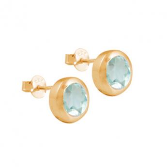 Cocktail Ohrstecker Basic Grünquarz Vergoldet 