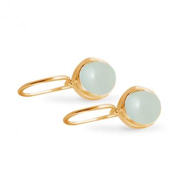 Cocktail Earring Basic Aqua Chalcedony Goldplated 