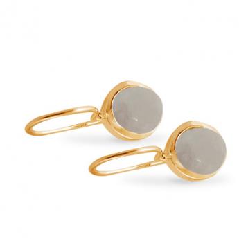 Cocktail Earring Basic Moonstone grey Goldplated 