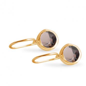 Cocktail Earring Basic Smoky Quarz Goldplated 