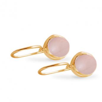 Cocktail Earring Basic Rose Quartz Goldplated 