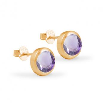 Cocktail Ohrstecker Basic Amethyst Vergoldet 