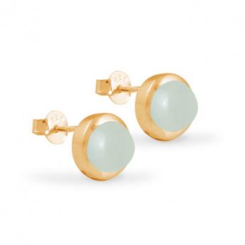 Cocktail Ohrstecker Basic Aqua Chalcedon Vergoldet 