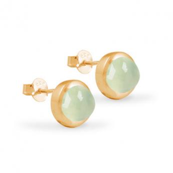 Cocktail Ohrstecker Basic Prehnit Vergoldet 