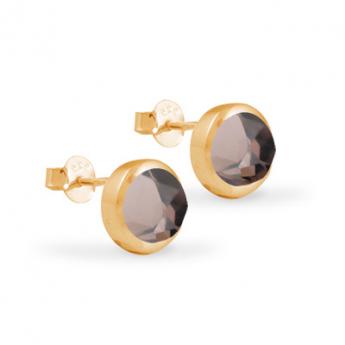 Cocktail Ohrstecker Basic Rauchquarz vergoldet 