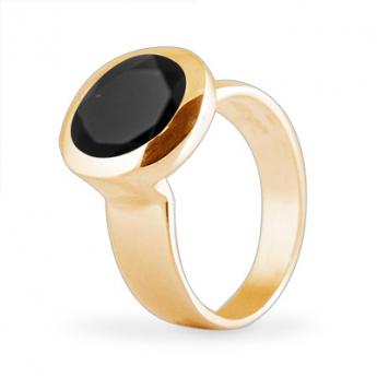 Cocktail Ring Basic  Onyx Vergoldet 