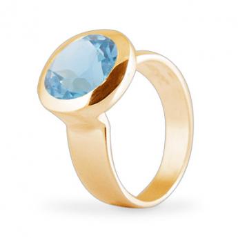 Cocktail Ring Basic Blautopas Vergoldet 
