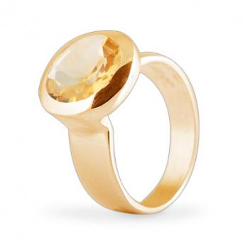 Cocktail Ring Basic Citrin Vergoldet 