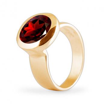 Cocktail Ring Basic Granat Vergoldet 