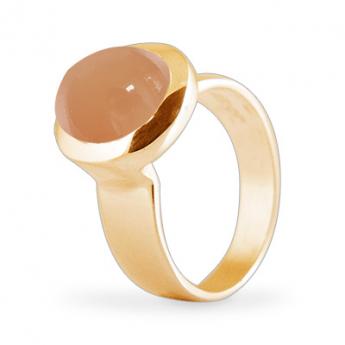 Cocktail Ring Basic Mondstein Orange Vergoldet 