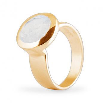 Cocktail Ring Basic Mondstein Vergoldet 