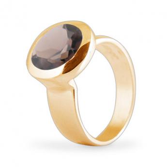 Cocktail Ring Basic Rauchquarz Vergoldet 