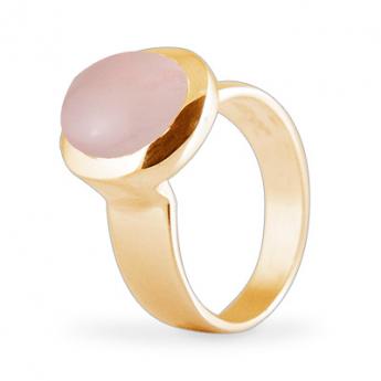 Cocktail Ring Basic Rosenquarz Goldplated 
