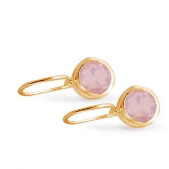 Cocktail Earring Basic Rose Quartz Vergoldet 