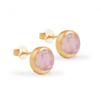 Cocktail Ohrstecker Basic Rosenquarz vergoldet 