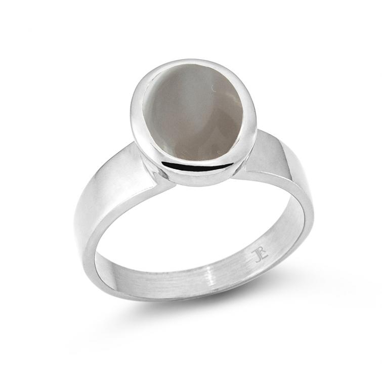 Cocktail Ring Oval Moonstone Grey 