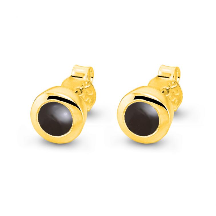 Cocktail Ohrstecker Basic Mini Onyx Vergoldet 