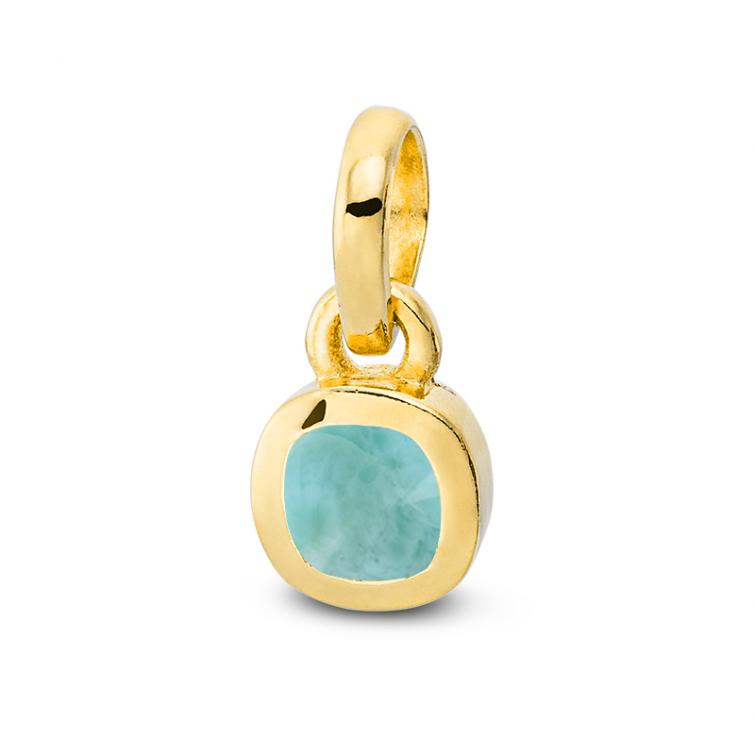 Cocktail Anhänger Square Mini Larimar Vergoldet 