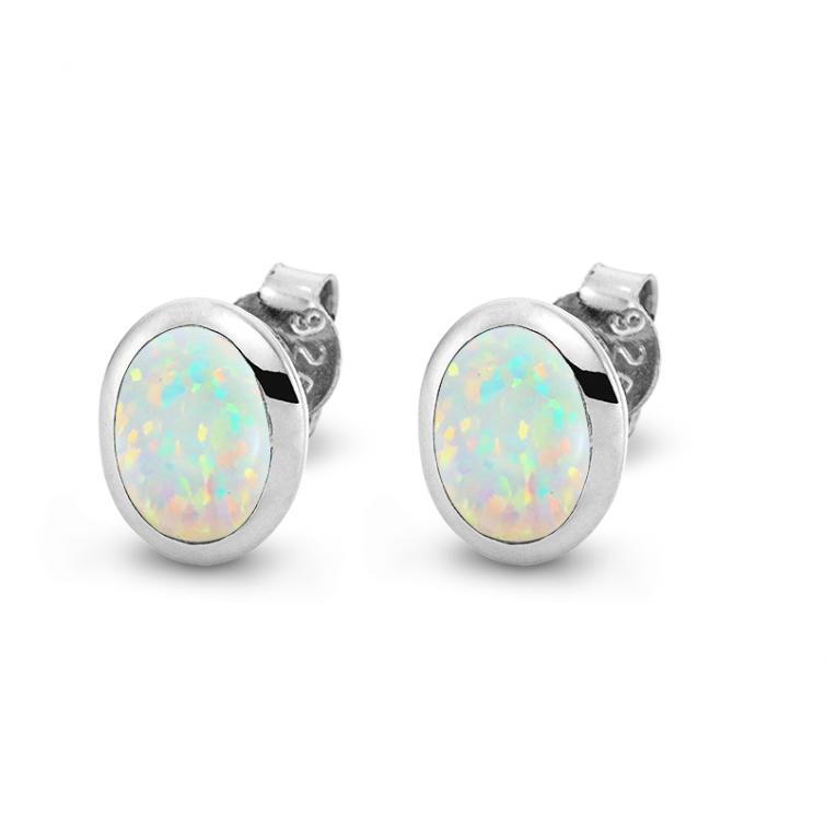 Cocktail Ohrstecker Oval Opal 