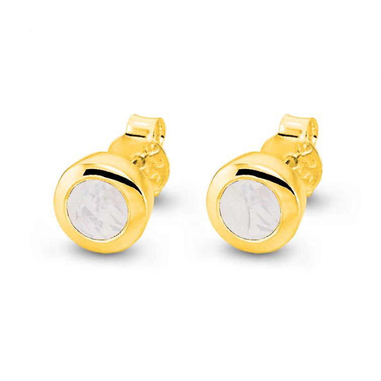 Cocktail Ohrstecker Basic Mini Mondstein Vergoldet 