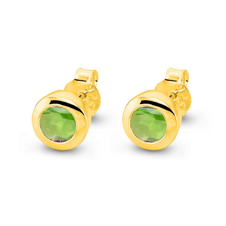 Cocktail Ohrstecker Basic Mini Peridot Vergoldet 