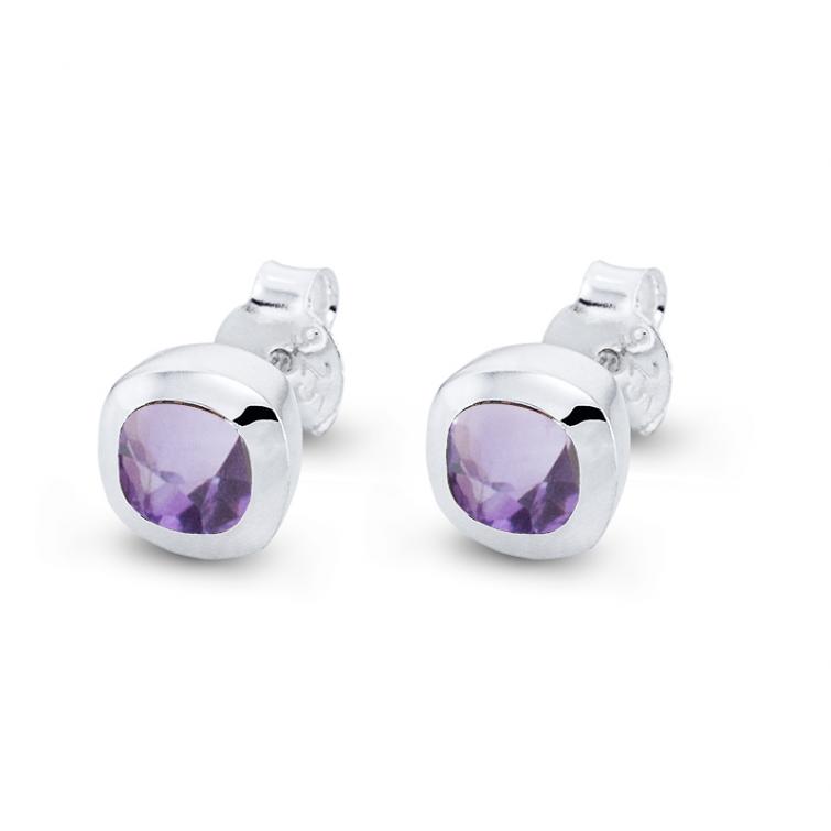 Cocktail Ohrstecker Square Mini Amethyst 