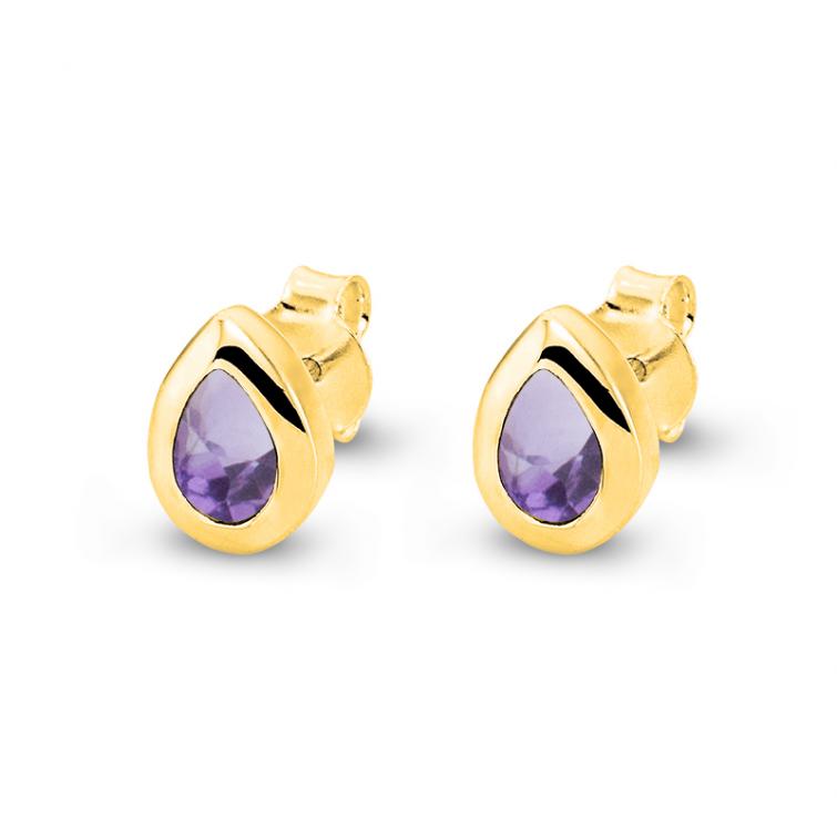 Ohrstecker Drop Amethyst Vergoldet 
