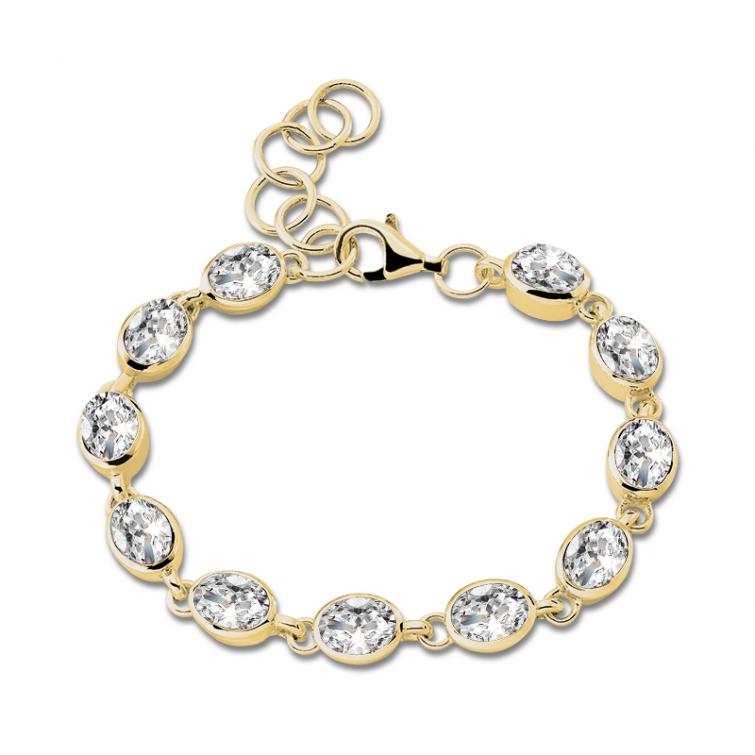 Cocktail Armband Oval Vergoldet Zirkonia 