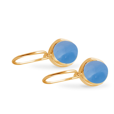 Cocktail Earring Basic Blue Chalcedony Goldplated 