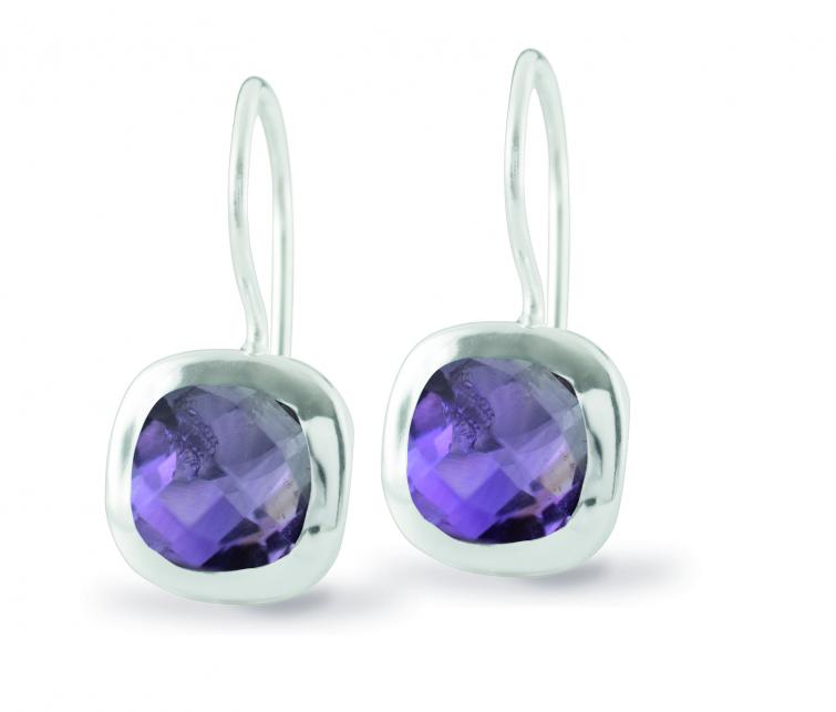 Cocktail Earring Square Amethyst 
